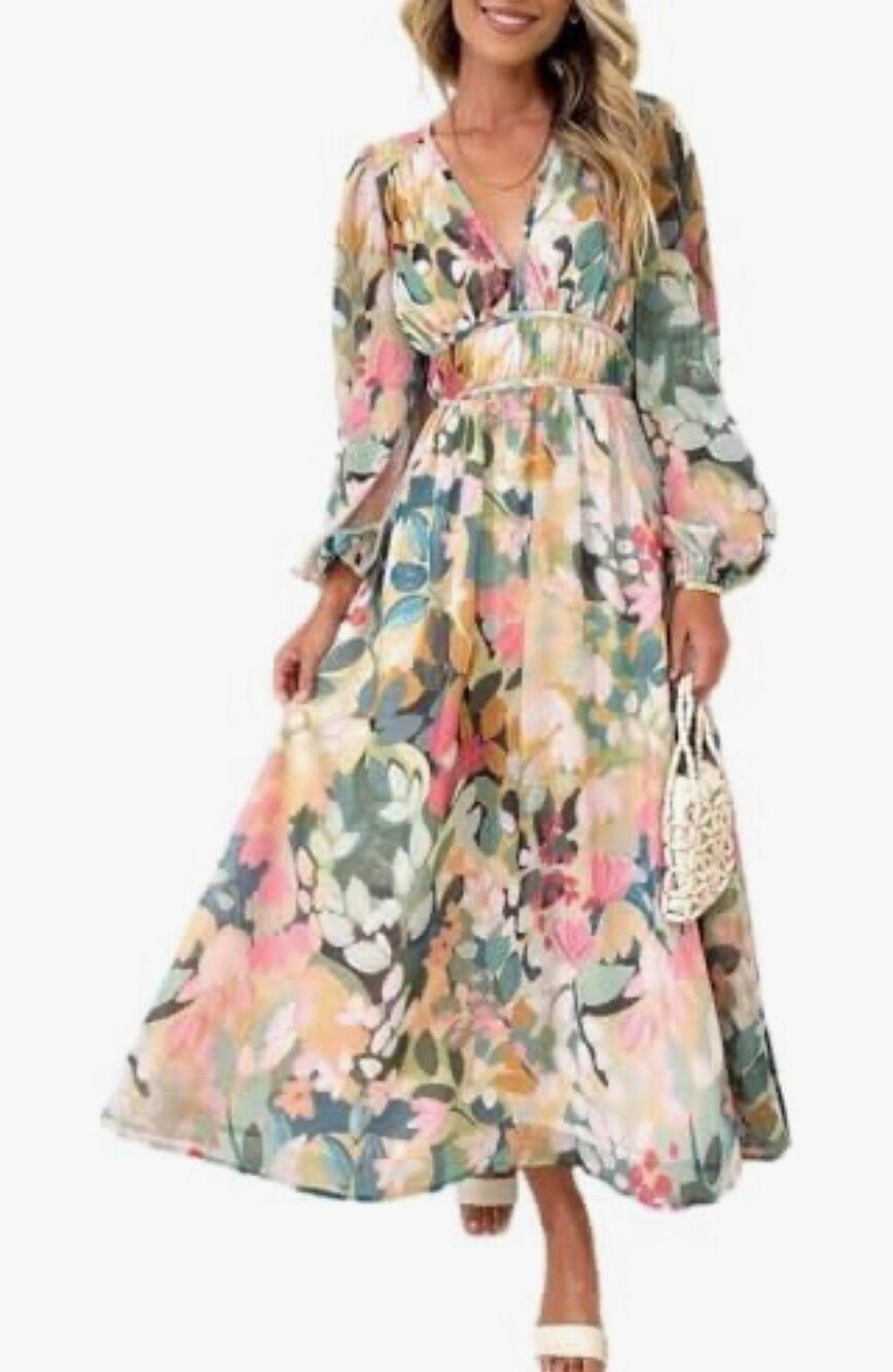 Maxigerui floral maxi dress wedding guest - L